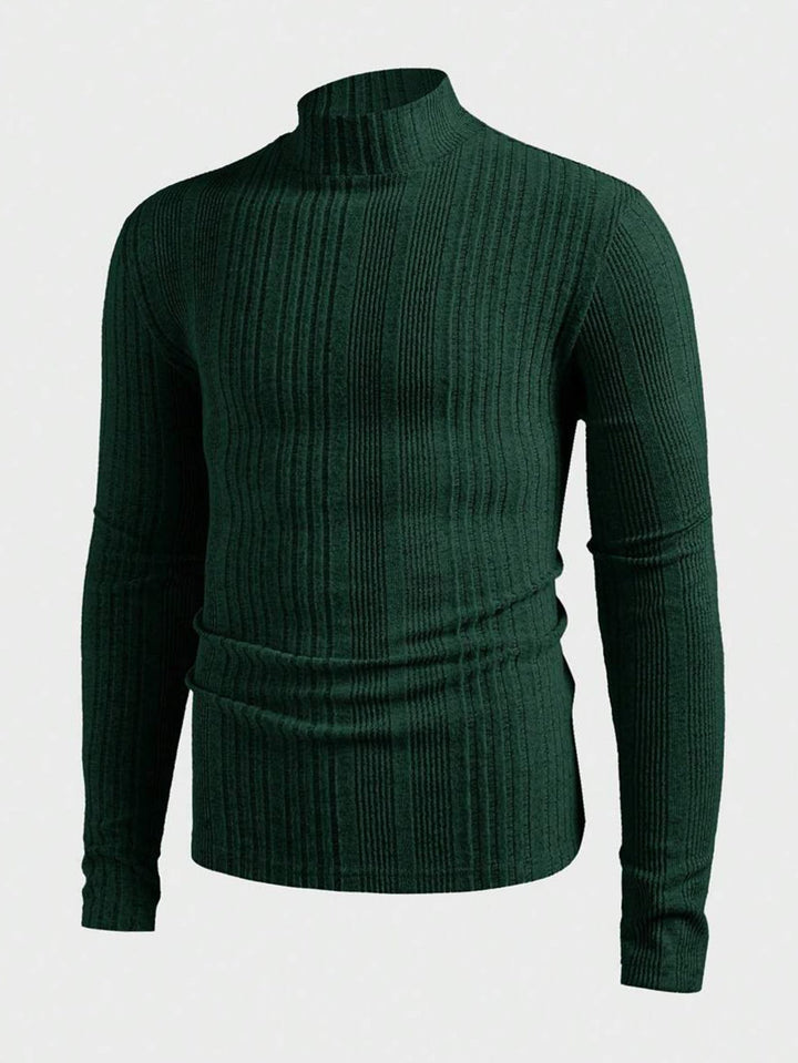 Pull homme tricot col montant effet côtelé