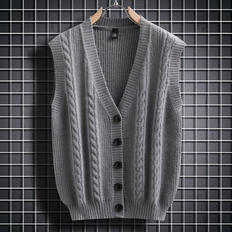 Cardigan sans manches homme, torsadé, design élégant