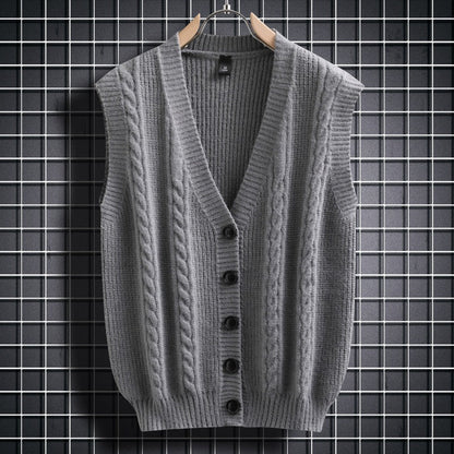 Cardigan sans manches homme, torsadé, design élégant