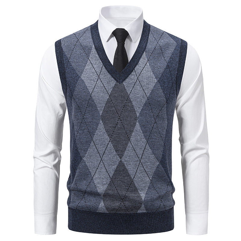 Pull Homme Col V Losanges Classiques