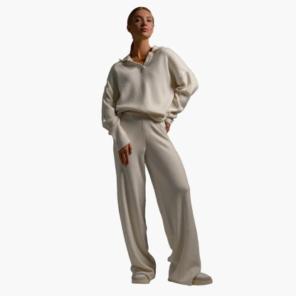 Ensemble loungewear confortable - Pull oversize à col et pantalon de jogging