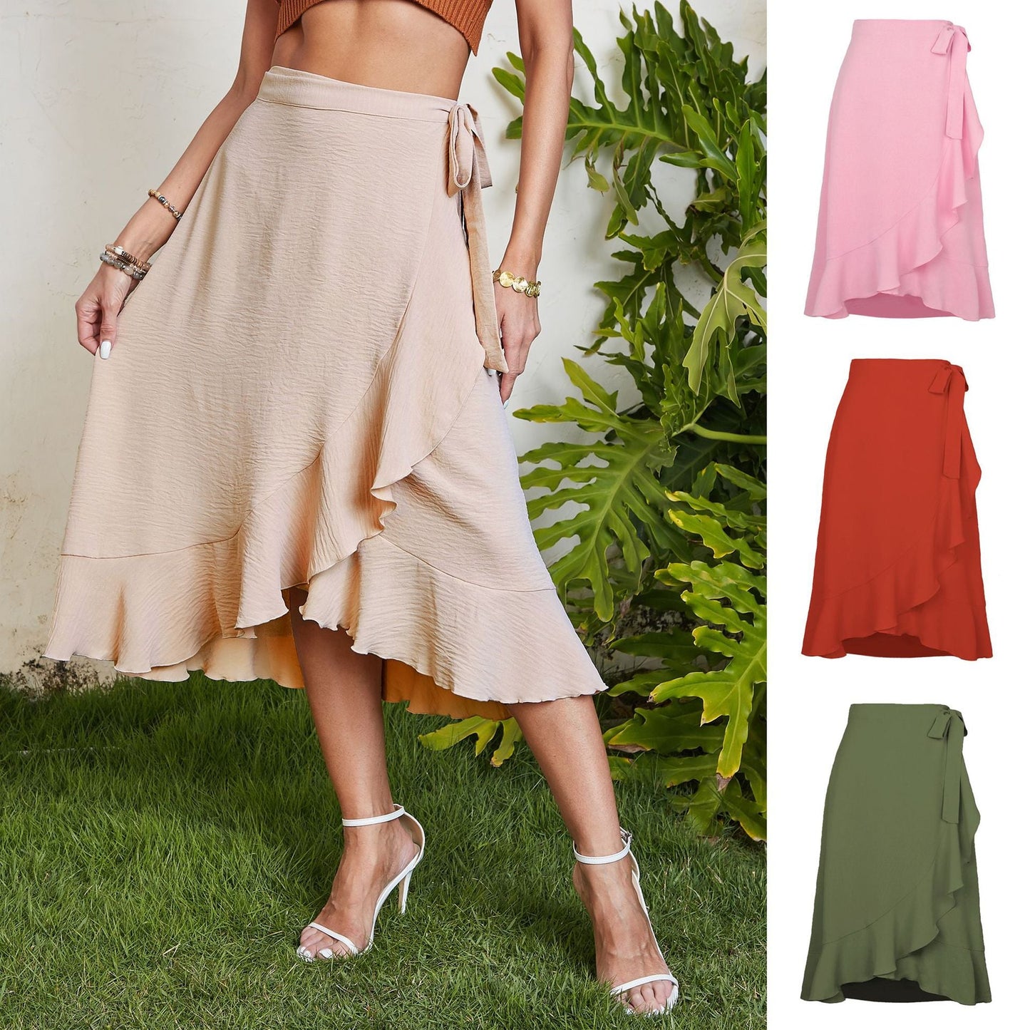 Damen Wickelrock Elegant Fließend Sommerkleid - IdealeKleiden