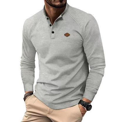 T-shirt à manches longues structuré et moderne pour homme, avec boutons