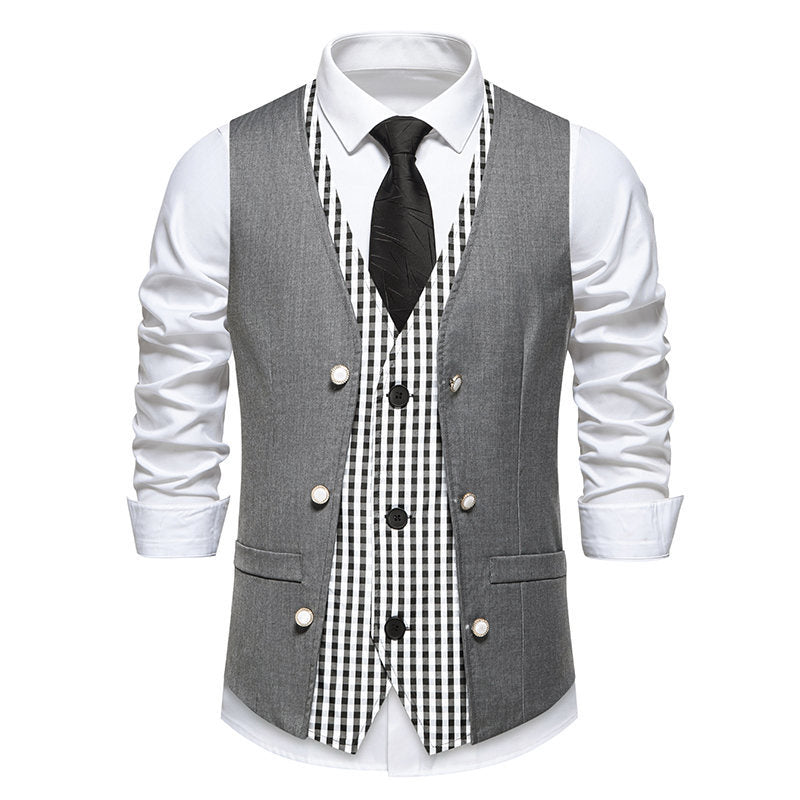 Gilet de costume élégant pour homme Intérieur contrasté