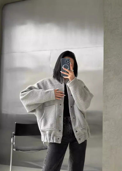 Veste polaire ample avec fermeture boutonnée