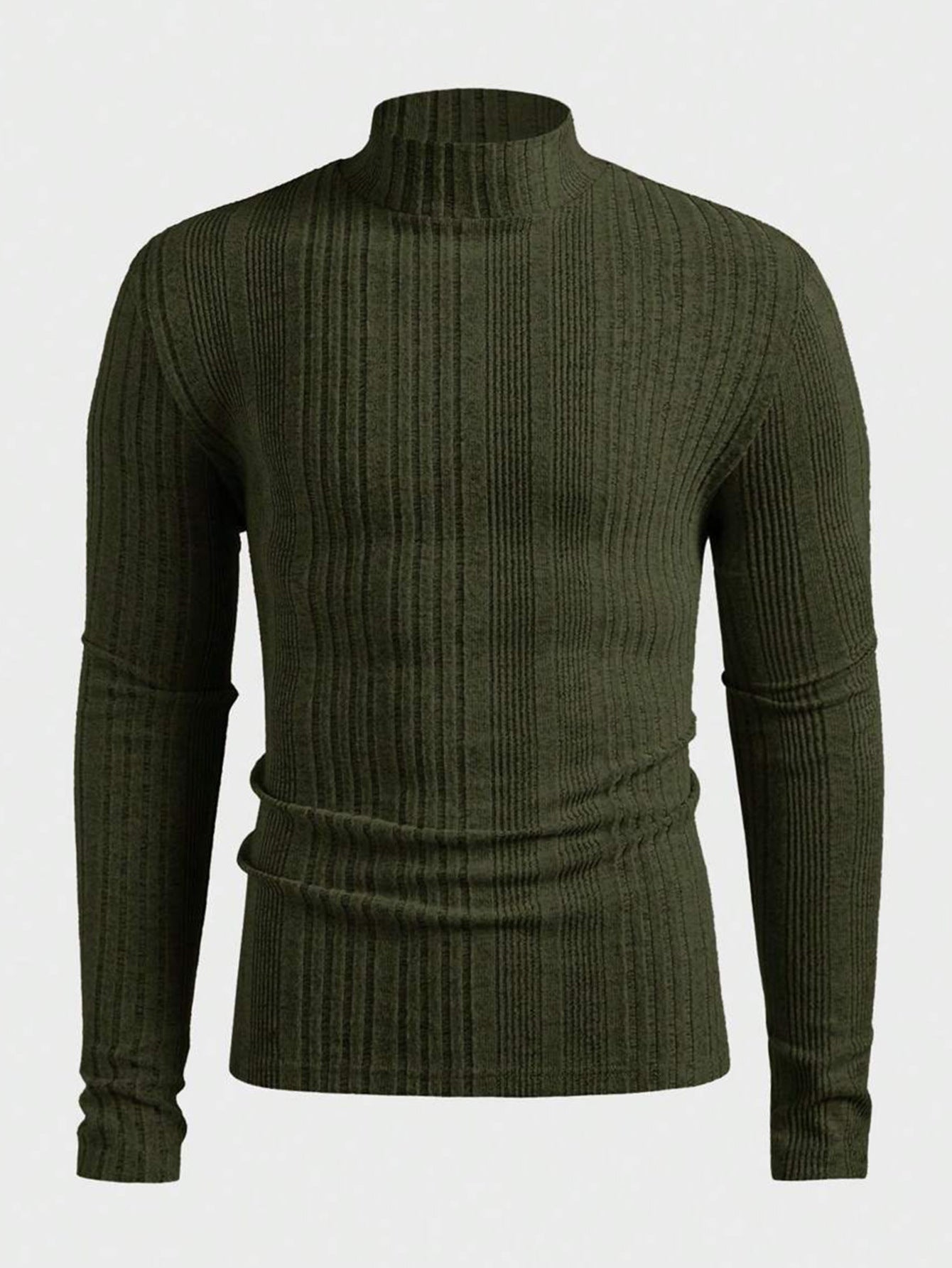 Pull homme tricot col montant effet côtelé