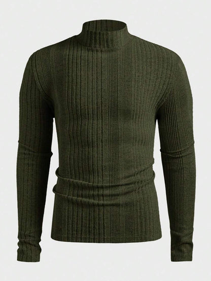 Pull homme tricot col montant effet côtelé