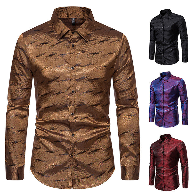 Herren Hemd Elegant Strukturmuster Modernes Design - IdealeKleiden