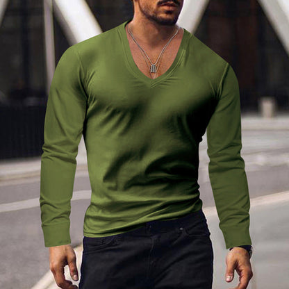 T-shirt manches longues homme Col V Confort Coton