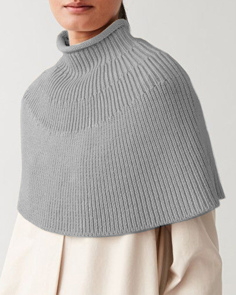 Damen Strickcape Elegantes Design Hochkragen - IdealeKleiden
