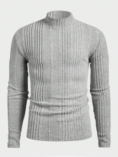 Pull homme tricot col montant effet côtelé
