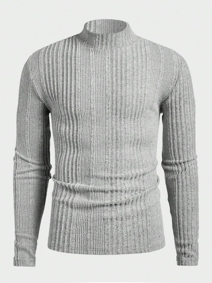 Pull homme tricot col montant effet côtelé