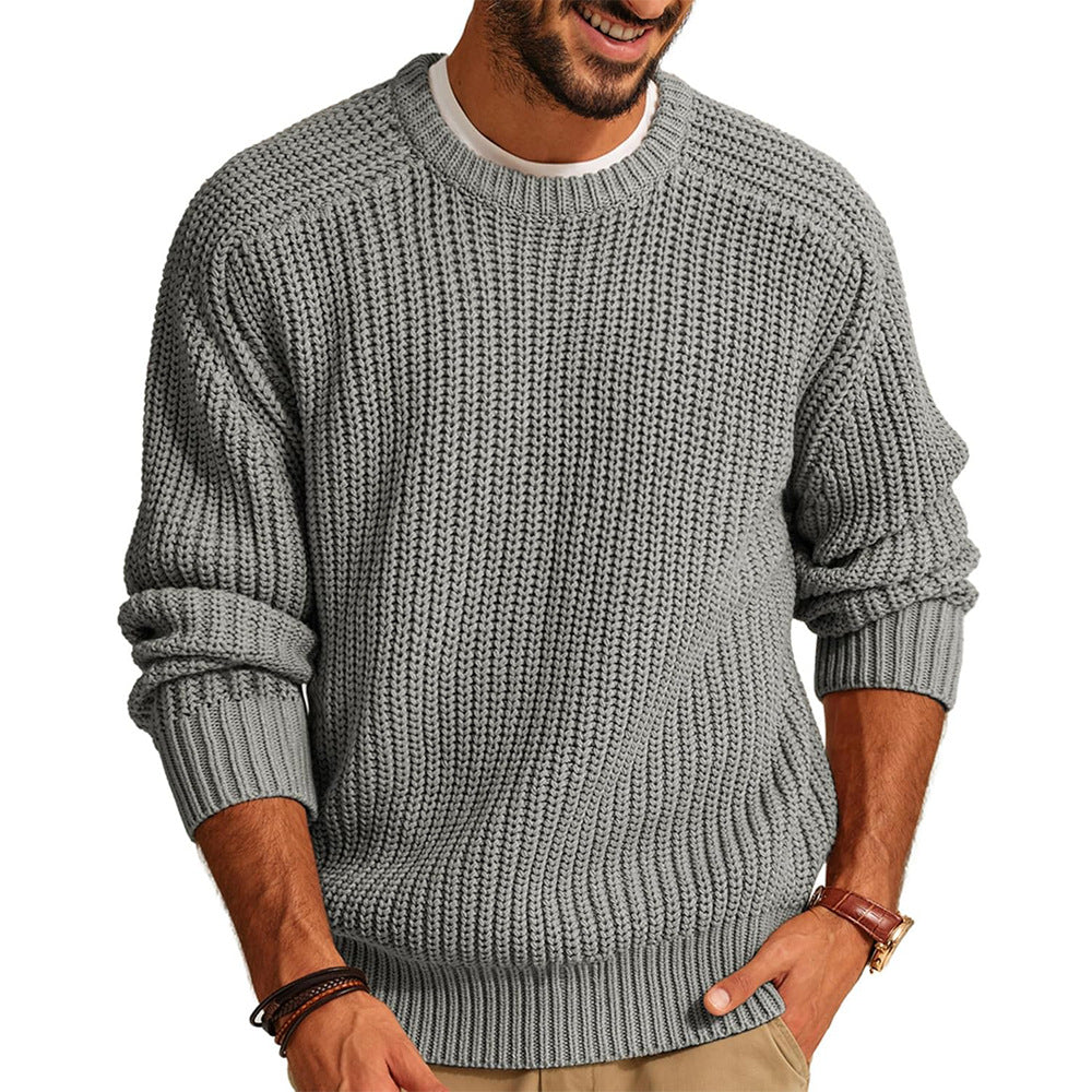 Pull-over homme grosse maille col rond décontracté élégant