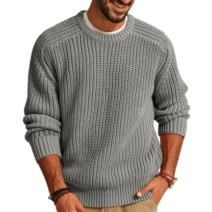 Pull-over homme grosse maille col rond décontracté élégant
