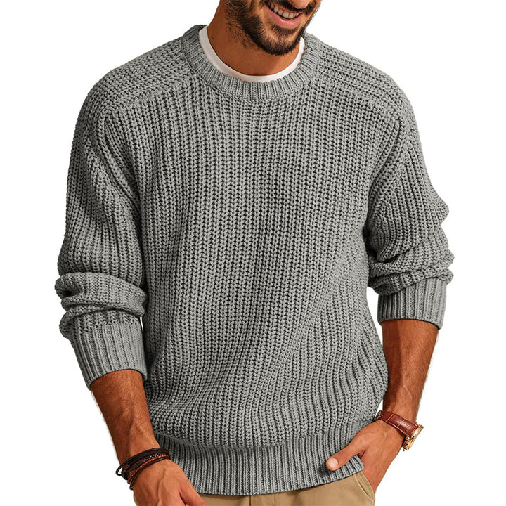 Pull-over homme grosse maille col rond décontracté élégant