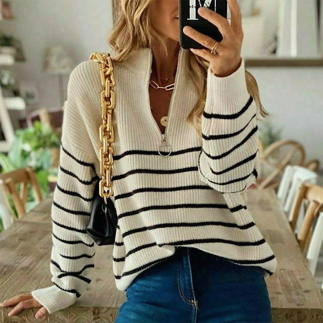 Pull en tricot rayé Léger et confortable