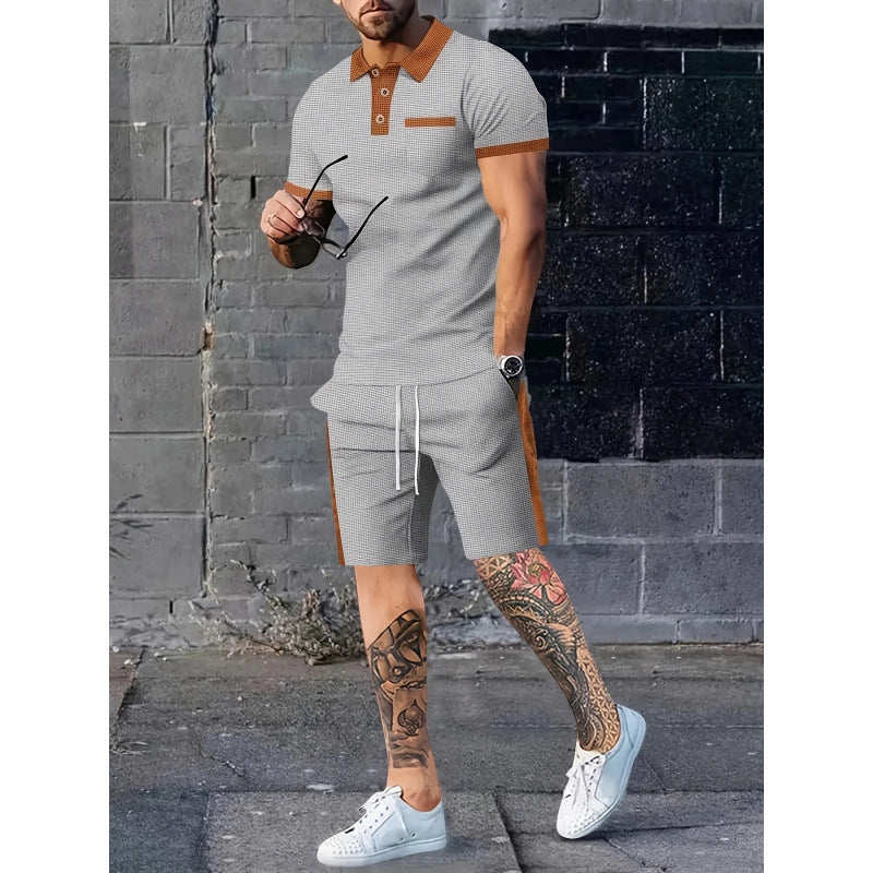Ensemble polo et short homme design contrasté sportif