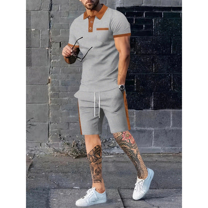 Ensemble polo et short homme design contrasté sportif