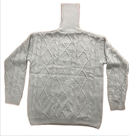 Pull tricoté homme col montant motif torsadé élégant
