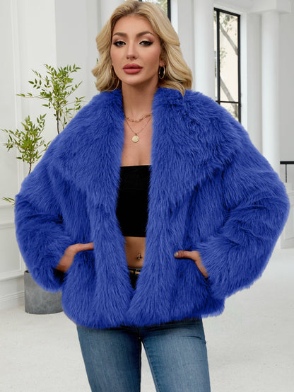 Veste oversize en fausse fourrure douce et volumineuse pour femme
