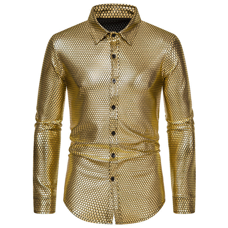 Chemise homme Motif nid d'abeille brillant Élégant