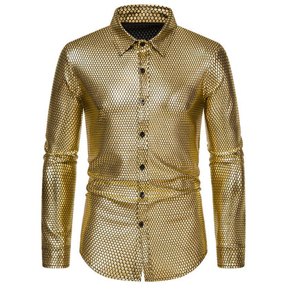 Chemise homme Motif nid d'abeille brillant Élégant