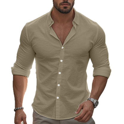 Chemise Homme Élégante Manches Longues Col Moderne