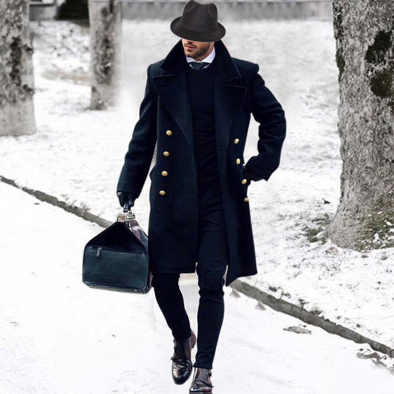 Manteau d'hiver élégant pour homme noir grande taille