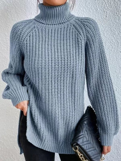 Pull tricoté pour femme col montant motif nid d'abeille élégant