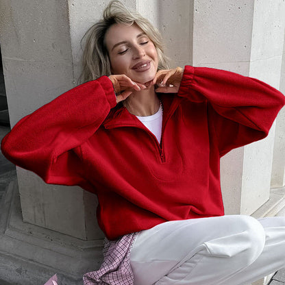 Pull en polaire femme Col court zippé Style moderne