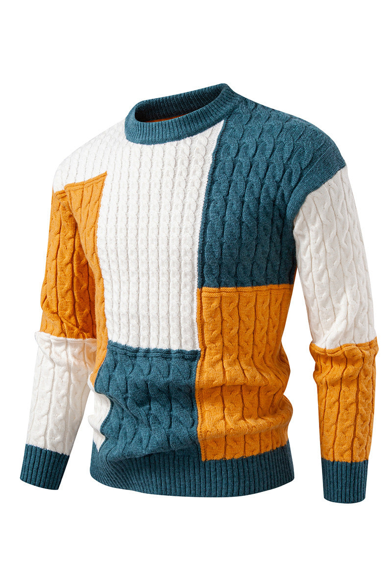 Pull-over tendance pour homme avec blocs de couleur
