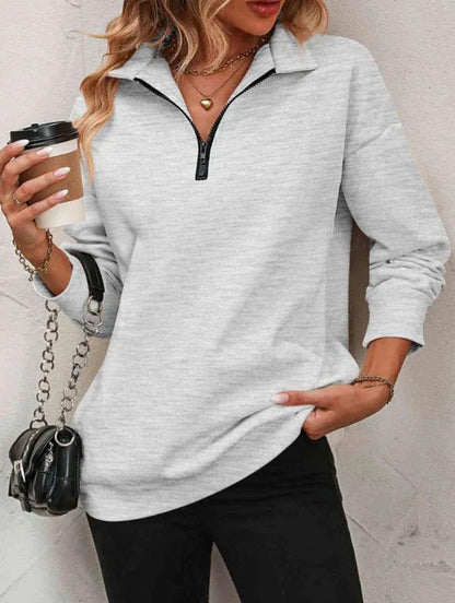 Sweat-shirt Femme Décontracté Fermeture Éclair Sportif