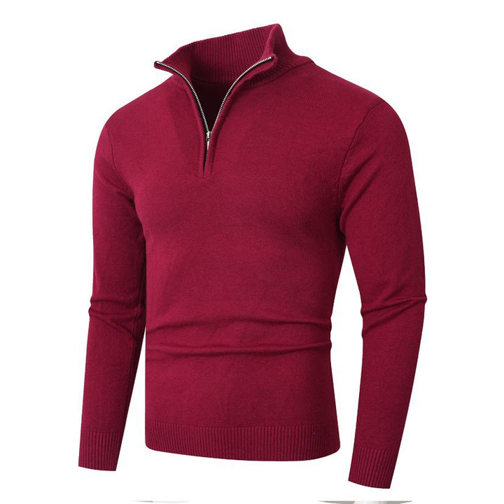 Pull pour homme, moderne, à demi-fermeture éclair, tissu structuré