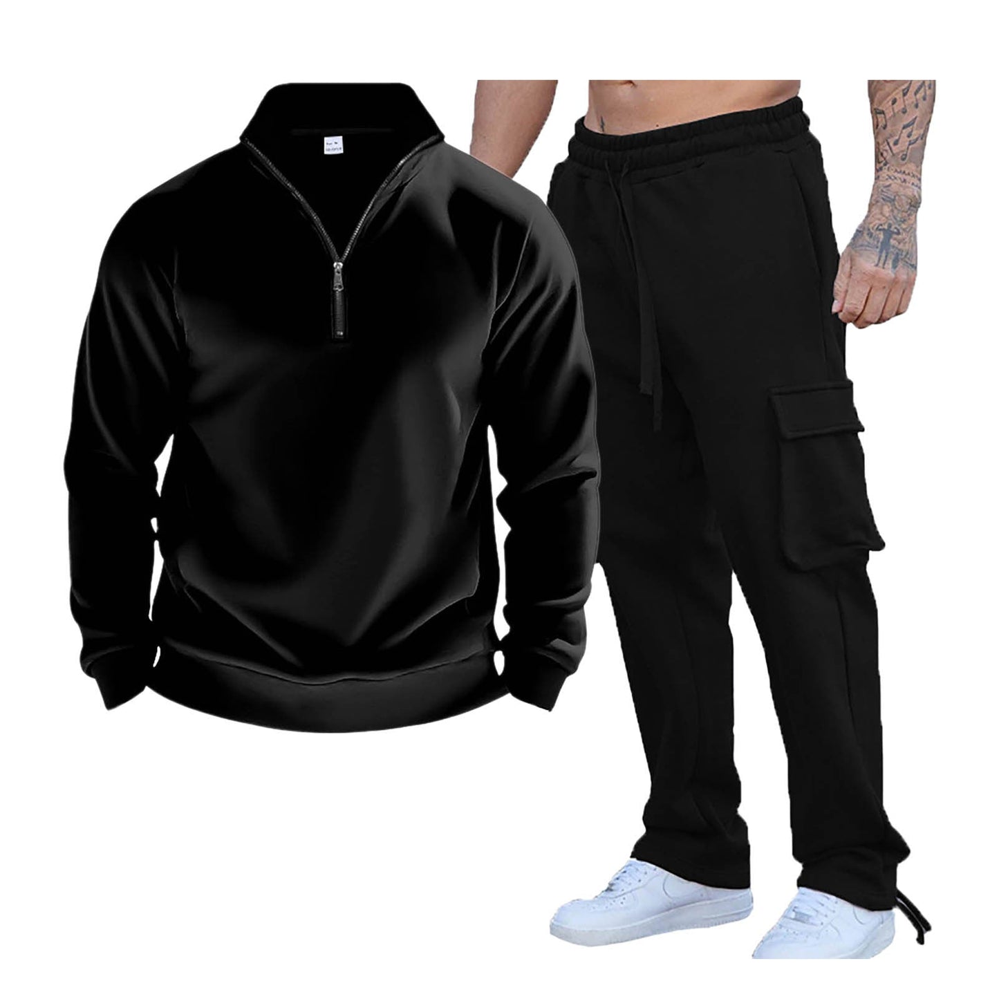 Survêtement de sport pour hommes Pratique Col zippé Poches latérales