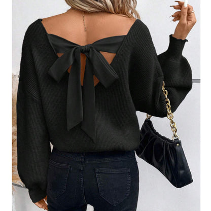 Pull pour femme avec encolure à nœud chic