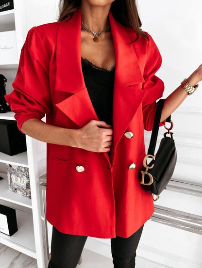 Blazer élégant pour femme, manches bouffantes, longueur hanches