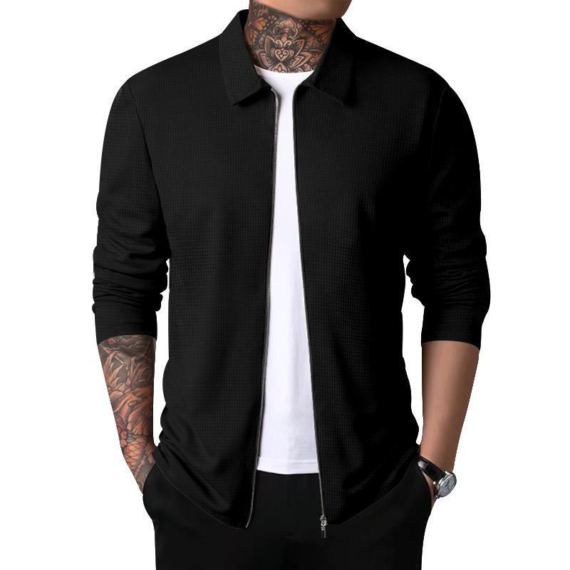 Veste d'extérieur pour homme, fermeture éclair, motif texturé