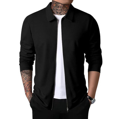 Veste d'extérieur pour homme, fermeture éclair, motif texturé