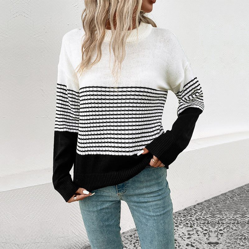 Pull en tricot élégant Motif rayé Confortable