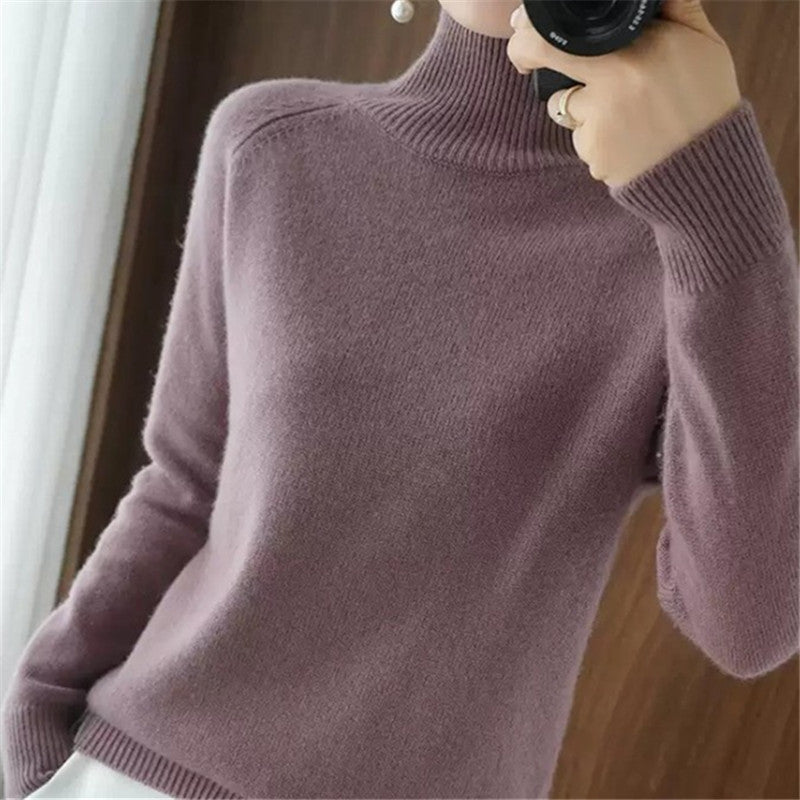 Pull Femme Mérinos Doux Col Roulé Élégance