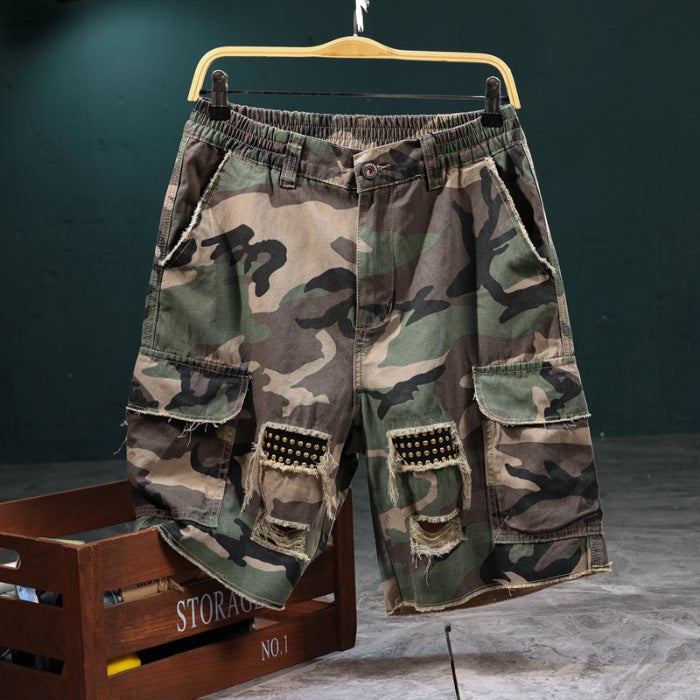 Shorts cargo homme motif camouflage robuste