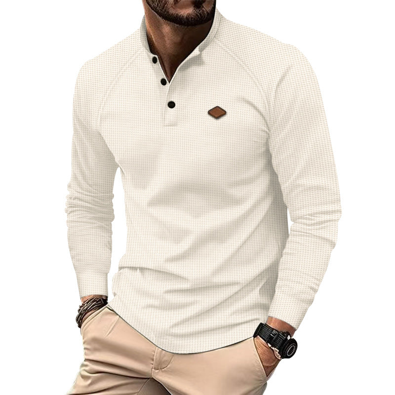 T-shirt à manches longues structuré et moderne pour homme, avec boutons