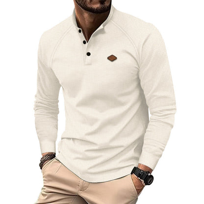 T-shirt à manches longues structuré et moderne pour homme, avec boutons