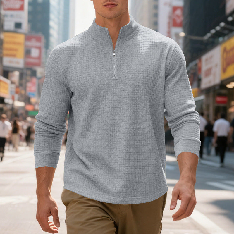 Pull sport homme structuré moderne demi-fermeture éclair