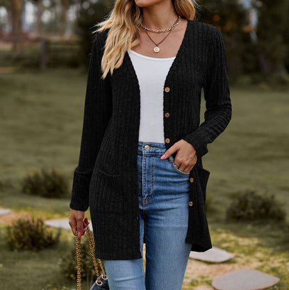 Cardigan Femme Laine Décontracté Avec Poches