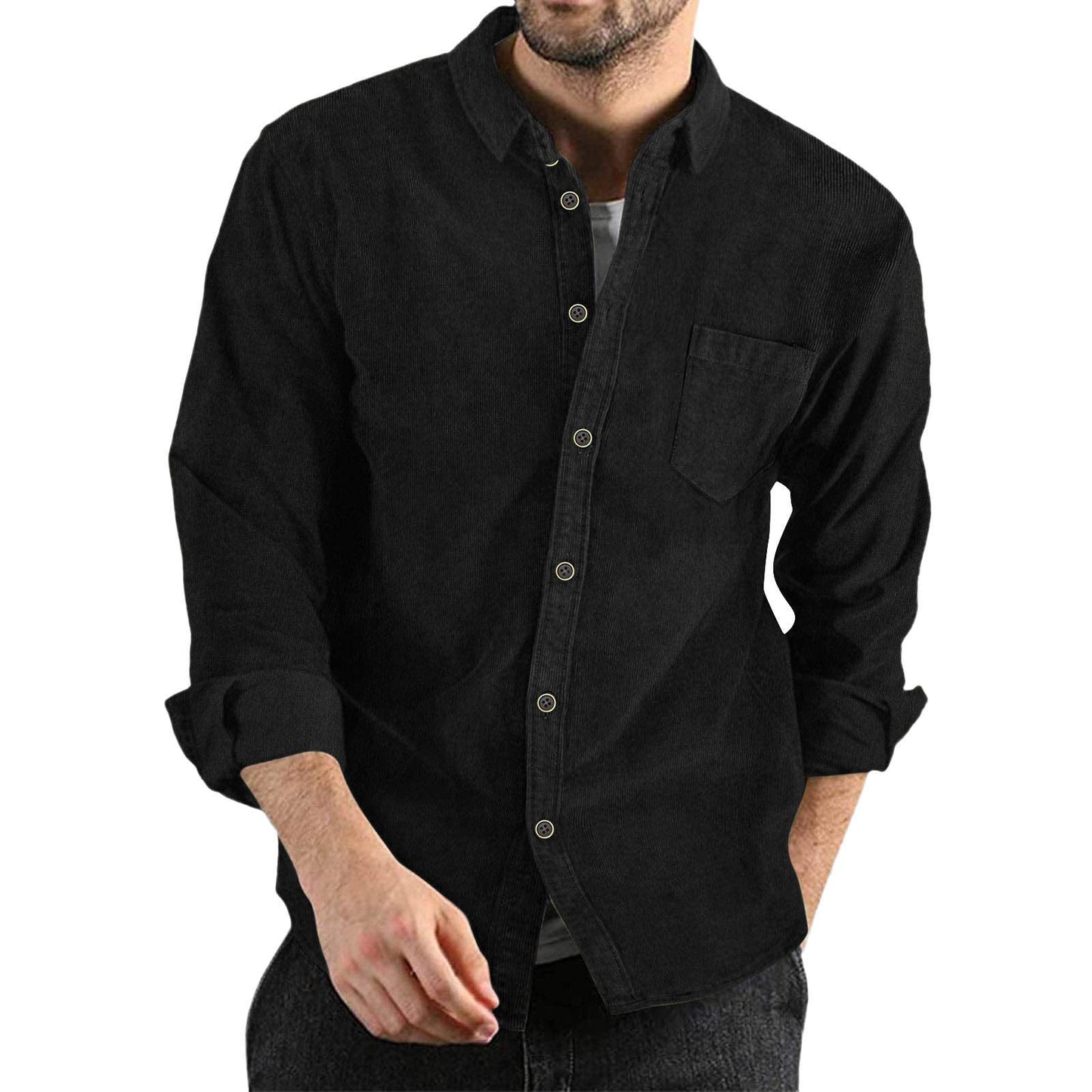 Chemise en velours côtelé pour homme Design élégant avec poche poitrine