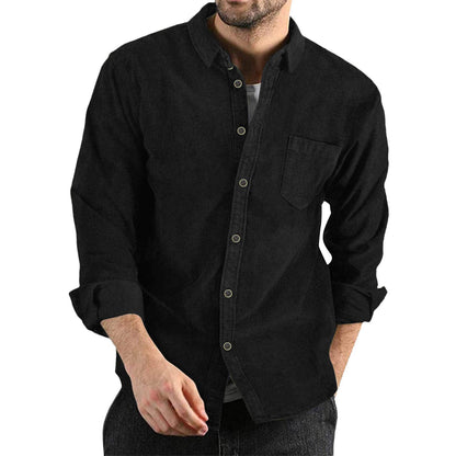 Chemise en velours côtelé pour homme Design élégant avec poche poitrine