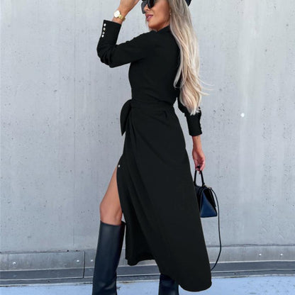 Robe d'été femme avec ceinture et fente latérale