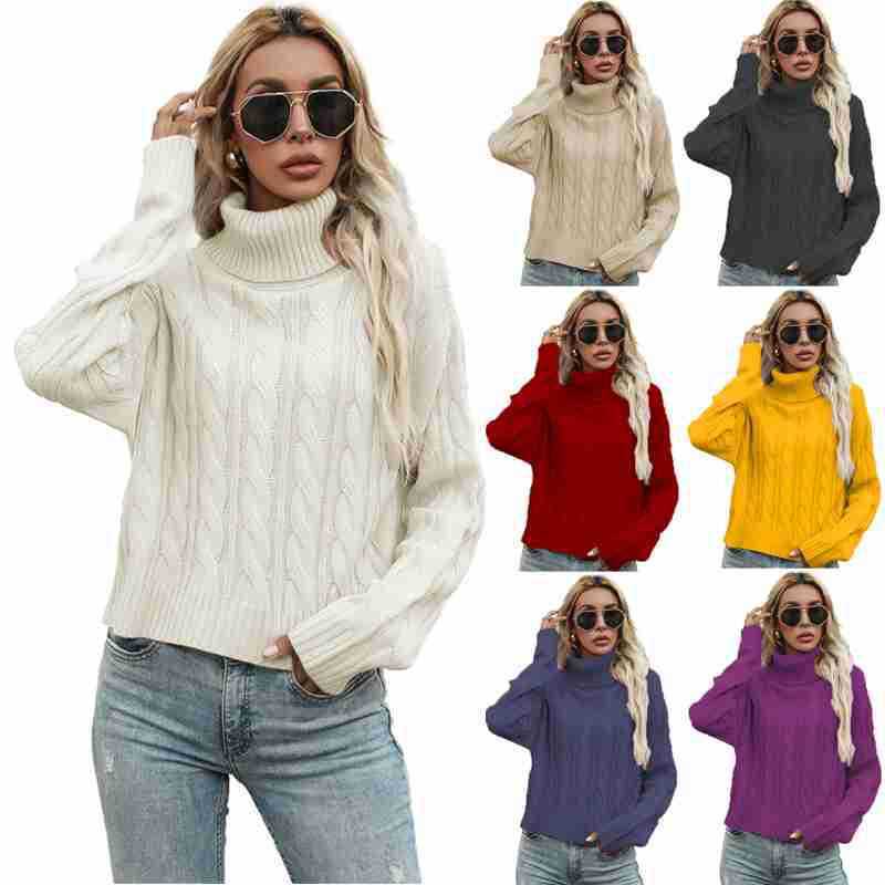 Damen Pullover Grobstrick Zopfmuster Eleganz - IdealeKleiden