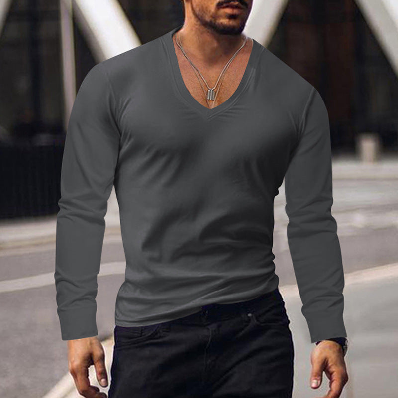 T-shirt manches longues homme Col V Confort Coton
